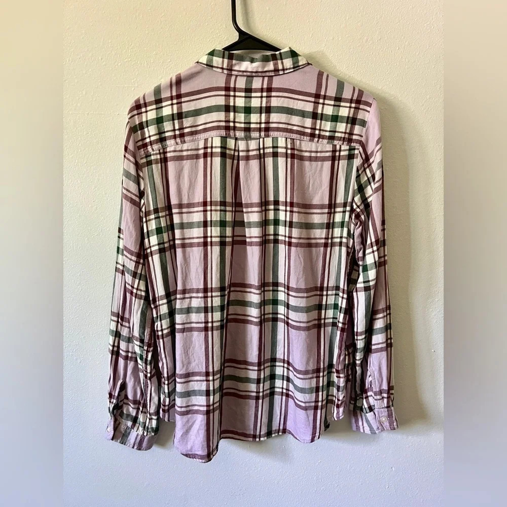 Eddie Bauer Pastel Plaid Flannel Top - Small - Picture 3 of 6